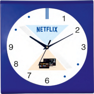 blue square wall clock