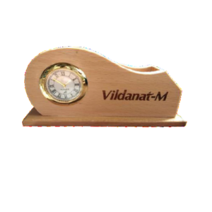 wooden mobile stand with clock