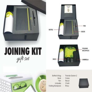 white-parrot green color employee welcome kit