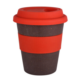 stylish red fibre sipper mug with lid