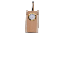 wooden penstand with clock