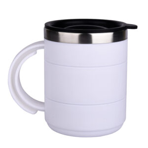 premium white stainless steel coffee mug