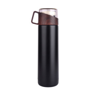 premium black stainless steel bottle with vaccuam cup