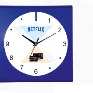 blue square wall clock