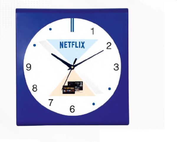 blue square wall clock