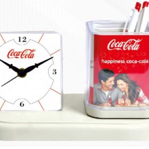 table clock with pen stand