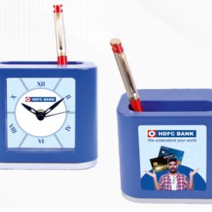 table clock with pen stand