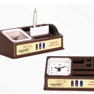 table clock with pen stand and coaster holder