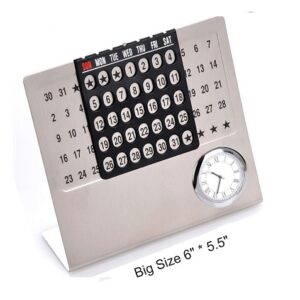 metal calendar with clock