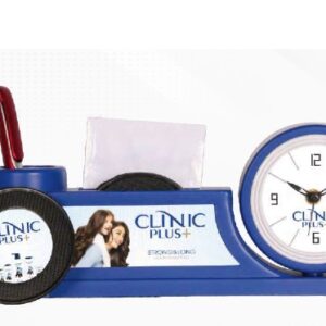 table clock with pen stand and coaster holder