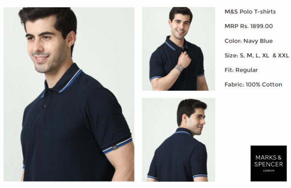 MARKS & SPENCER Navy Blue Corporate T shirt